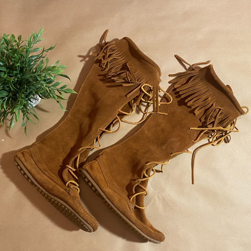 Minnetonka Moccasin Front Lace High Knee Boots [like new]